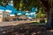 Warwick, Queensland, Australia - Main shopping street with the town hall in the background, view from the Leslie park