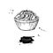 Wasabi sauce in bowl vector drawing. Hand drawn sushi ingridient