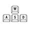 WASD computer keyboard buttons. Desktop interface. Web icon. Gaming and cybersport. Vector stock illustration