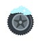 Wash car tire icon, flat style