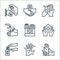 Wash hand line icons. linear set. quality vector line set such as wrist, hand, hand sanitizer, washing hands, sanitizer, washing