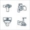 wash hands line icons. linear set. quality vector line set such as handwash, tissue paper, smartphone