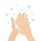 Wash hands with soap soap foam bubble. Cute cartoon character hand body part. Stop coronavirus COVID 19. Personal hygiene, disease
