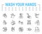 Wash your hands thin line icon set, health symbols collection, vector sketches, logo illustrations, hygiene icons, stop