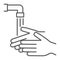 Wash your hands thin line icon, wash and hygiene, washing hands sign, vector graphics, a linear pattern on a white