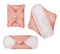 Washable Feminine hygiene products, Set of clean hygienic reusable pads. Menstrual cycle. Women's Health