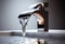 washbasin and metallic faucet with water drop at home