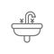Washbasin, wash basin, sink line icon.