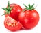 Washed cherry tomatoes with water drops isolated on white background. Macro shot. Popular worldwide product as ingredient in many