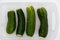 Washed green soil cucumbers for salad