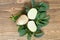 washed recently ripened potatoes on a wooden table