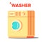 Washer Mashine Vector. Classic Autonomus Home Washing Mashine. Isolated Flat Cartoon Illustration