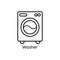 Washer simple line icon. Washing ma?hine thin linear signs. Washing clothes simple concept for websites, infographic, mobile appli