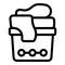 Washing bin icon outline vector. Plastic clothes container