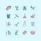 Washing, cleaning, laundry line color vector icons