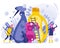 Washing and Cleaning Products Flat Illustration