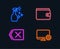 Washing cleanser, Money wallet and Remove icons. Monitor settings sign.