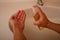Washing and disinfecting hands with soap and water