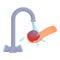 Washing fruit icon, cartoon style