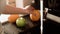Washing fruits with clean water in kitchen closeup