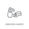 WASHING HANDS linear icon. Modern outline WASHING HANDS logo con