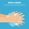 Washing hands with soap concept in a flat design. Vector illustration