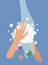 Washing hands with soap concept. Vector flat illustration