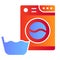 Washing machine and basin flat icon. Laundry room color icons in trendy flat style. Washer and basket gradient style