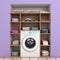 Washing machine with built-in wall shelves