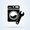 Washing machine repair service vector illustration in flat style. Plumbing services, household appliances repair icon
