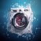 Washing Machine Submerged in Water Surrounded by Air Bubbles - Generative AI