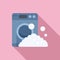 Washing machine wash soap bubbles icon flat vector. Water accident