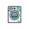 Washing machine, washer flat color line icon. Isolated on white background