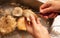 Washing mushrooms with a toothbrush