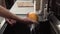 Washing Orange With Clean Water At Kitchen Tap Closeup