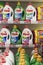 Washing powders in bottles on the shelves in the store. Large selection of household chemicals. Vertical. Moscow, Russia, 03-04-