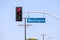 Washington avenue street sign and traffic lights.