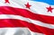 Washington D.C. flag. 3D Waving USA state flag design. The national US symbol of Washington D.C. state, 3D rendering. National