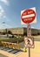 Washington, DC - June 01, 2018: Safety barriers and stop sign in