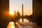 Washington DC, silhouettes at Lincoln Memorial at sunrise