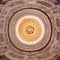 Washington, DC  USA - June 25 2018: Wide angle panorama of the interior of the dome of US capitol rotunda with