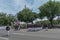 Washington DC, USA - May 25, 2015: Marines March in the Memorial Day parade passing in front of the Washington Monument