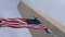 Washington flag wind blue sky monument large bottom view