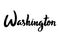 Washington handwritten calligraphy name of USA capital.