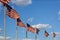 Washington Monument american flags in District of Columbia DC USA