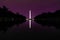 The Washington Monument on a Dark Night Reflected in the Lincoln Memorial Reflecting Pool with a Purple Sky