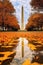 washington monument framed by autumn leaves