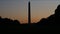 Washington Monument Memorial at twilight at night with Washington DC