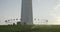 Washington Monument Sprinklers Watering Lawn on Afternoon Sunset in Washington DC Wide Shot