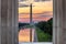 Washington Monument at sunrise from Lincoln Memorial